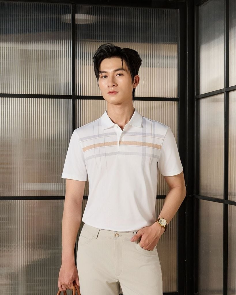  Áo Polo Trắng Thiết Kế Hoạ Tiết Cao Cấp 1APCT652TRK 