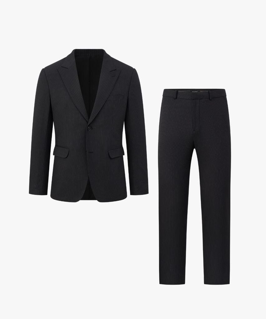  Áo Vest Đen Kẻ Sọc Nhỏ Biluxury 8AVBS401DEN Và Quần Âu 8QAUS401DEN 
