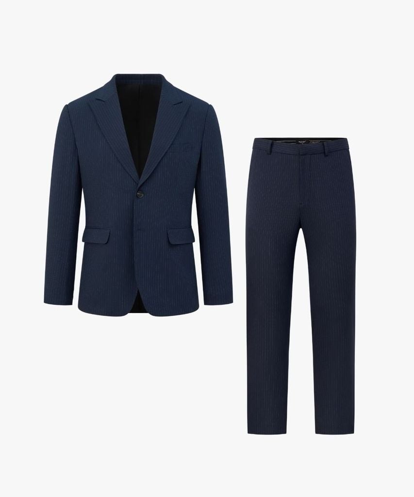  Áo Vest Tím Than Kẻ Sọc Nhỏ Biluxury 8AVBS401TTT Và Quần Âu 8QAUS401TTT 