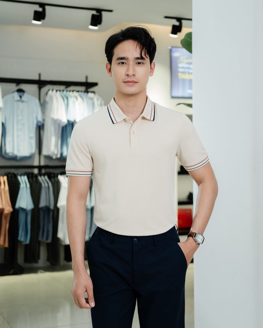  Áo Polo Màu Be Thiết Kế Basic, Thoáng Mát, Bền Màu 9APCT050BEI 