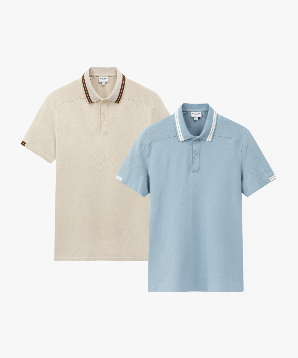  Áo Polo Cotton Xanh/Be, Cao Cấp, Chống Nhăn, Bền Màu 9APCT509XAH/BEI 