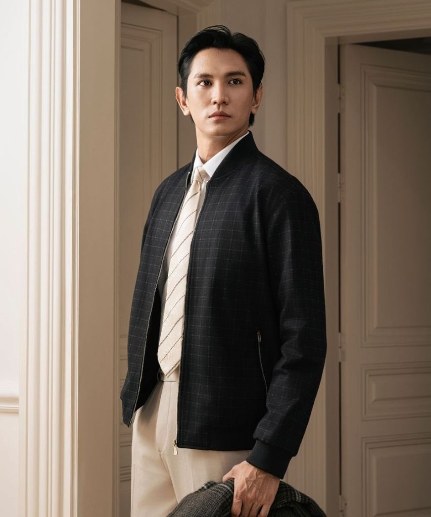  Áo Khoác Dạ Đen Phối Hoạ Tiết Cao Cấp, Giữ Ấm, Chống Bụi Bẩn 9ADAC511DEN 