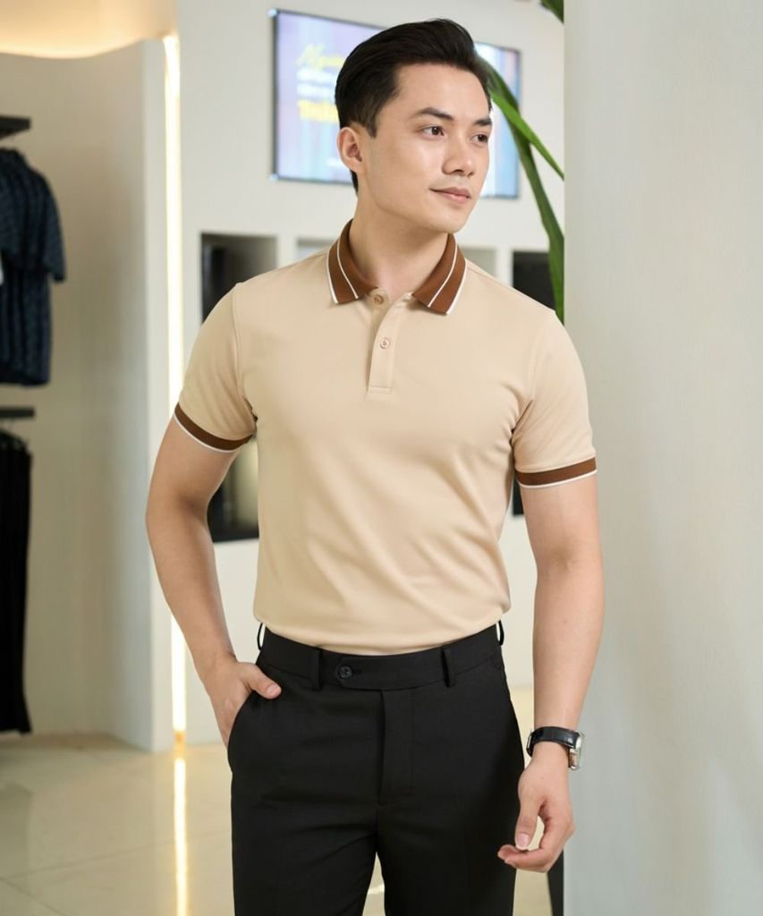  Áo Polo Basic Mùa Be Cao Cấp, Thoáng Mát, Chống Nhăn 9APCT052BEI 