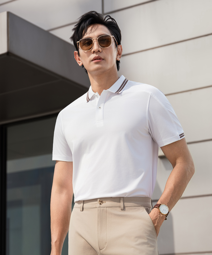  Áo Polo Trắng Cao Cấp, Chống Nhăn, Bền Màu 9APCT551TRK 