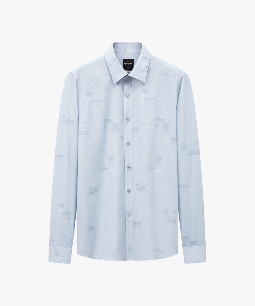  Áo Sơ Mi Dài Tay Ghi Phối Hoạ Tiết Cao Cấp, Chống Nhăn, Kháng Khuẩn 8SMDH454GHS 