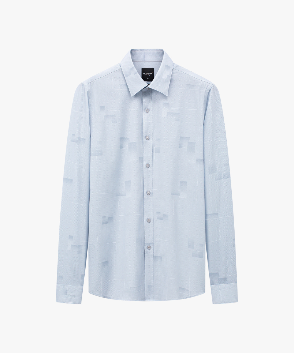  Áo Sơ Mi Dài Tay Ghi Phối Hoạ Tiết Cao Cấp, Chống Nhăn, Kháng Khuẩn 8SMDH454GHS 