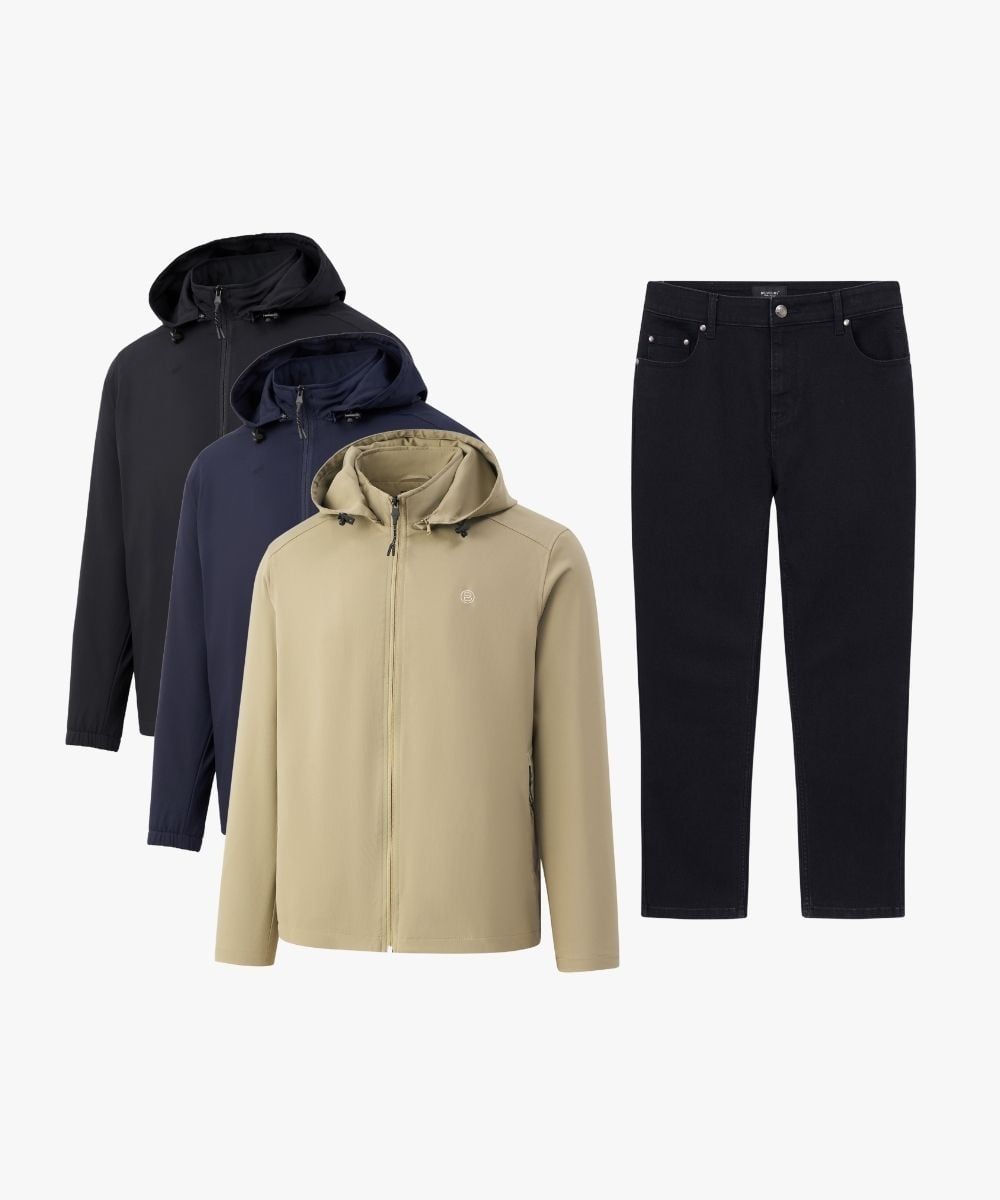  Combo Áo Khoác Gió Biluxury + Quần Jeans 9AG2T001 + 9QBDB022DEN 