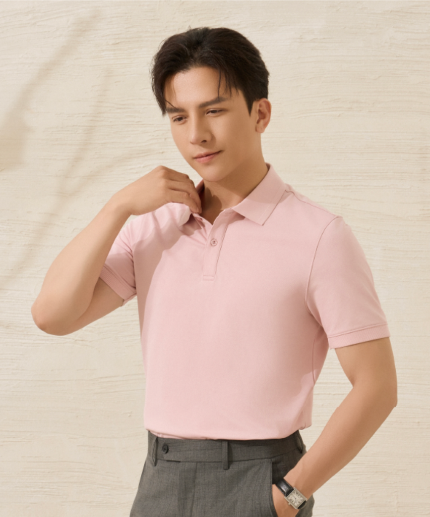  Áo Polo Hồng, Kháng Khuẩn, Chống Nhăn, Bền Màu 9APCB542HOG 