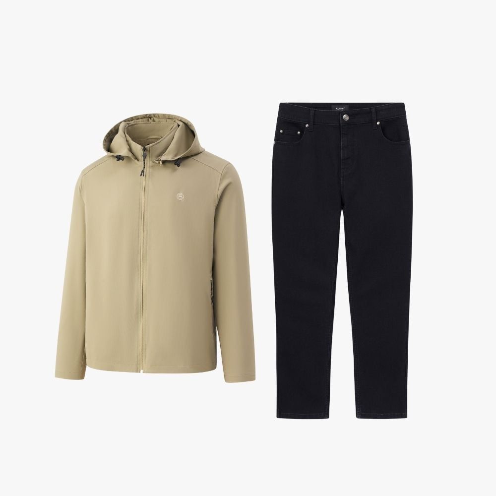  Combo Áo Khoác Gió Biluxury + Quần Jeans 9AG2T001 + 9QBDB022DEN 