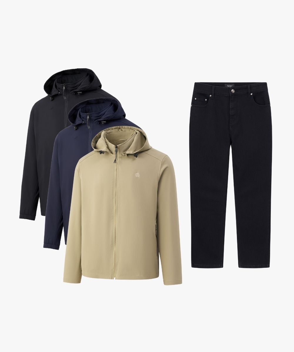  Combo Áo Khoác Gió Biluxury + Quần Jeans 9AG2T001 + 9QBDB018DEN 