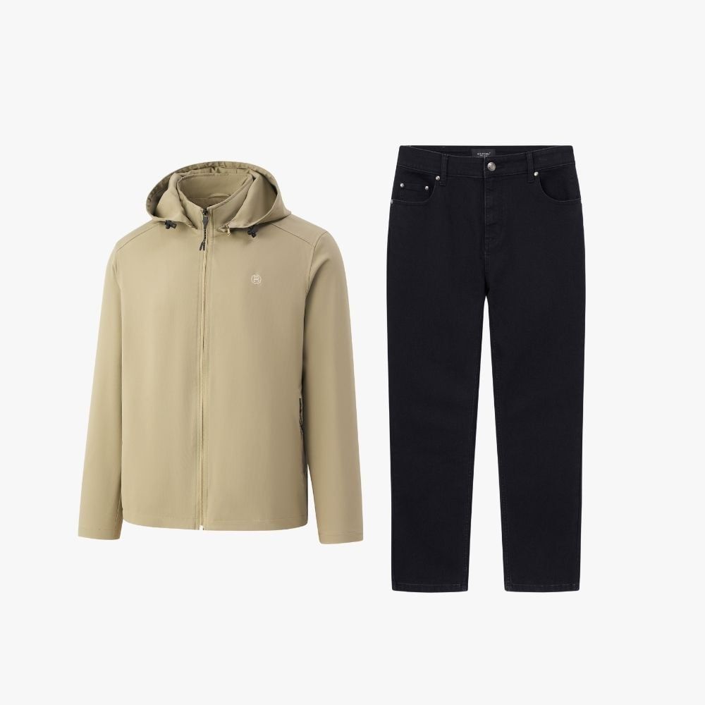  Combo Áo Khoác Gió Biluxury + Quần Jeans 9AG2T001 + 9QBDB018DEN 