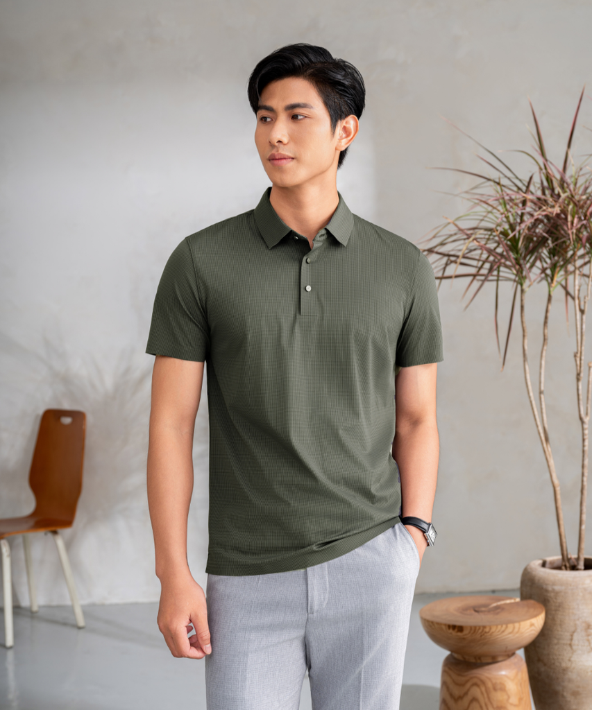  Áo Polo Xanh Bộ Đội Công Nghệ Ép Dán Không Đường May 8APCH461XBD 