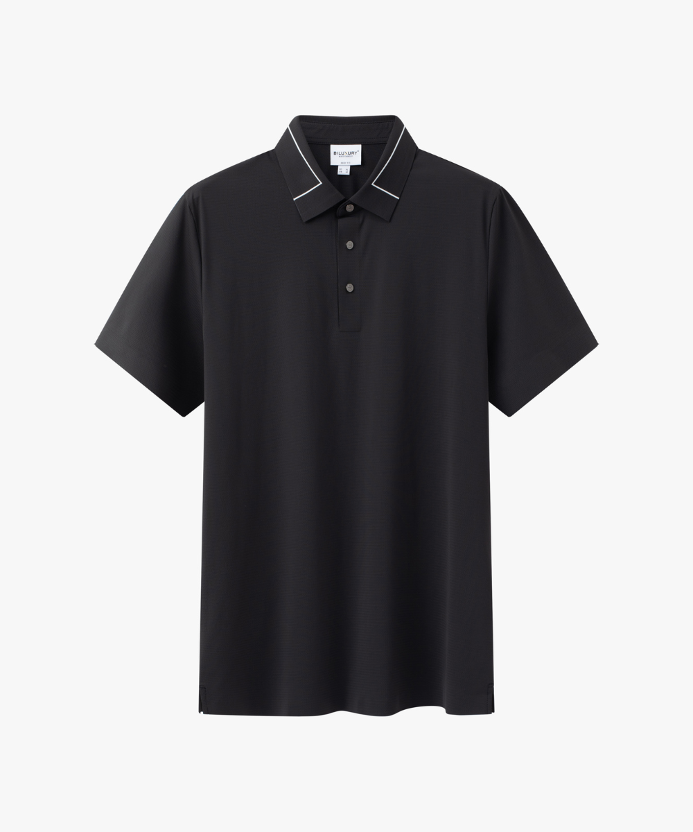  Áo Polo Đen Cơ Bản Công Nghệ Ép Dán Không Đường May 8APCB406DEN 