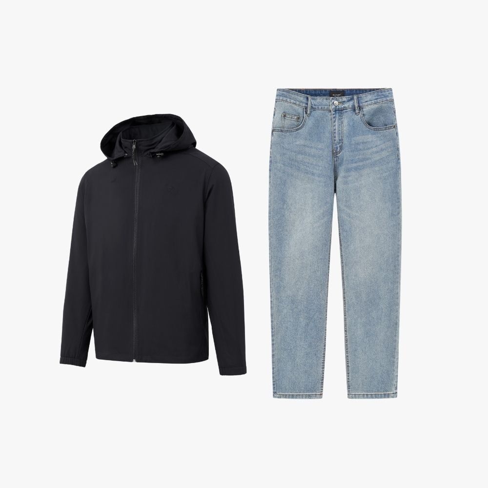  Combo Áo Khoác Gió Biluxury + Quần Jeans 9AG2T001 + 9QBDB026XNH 