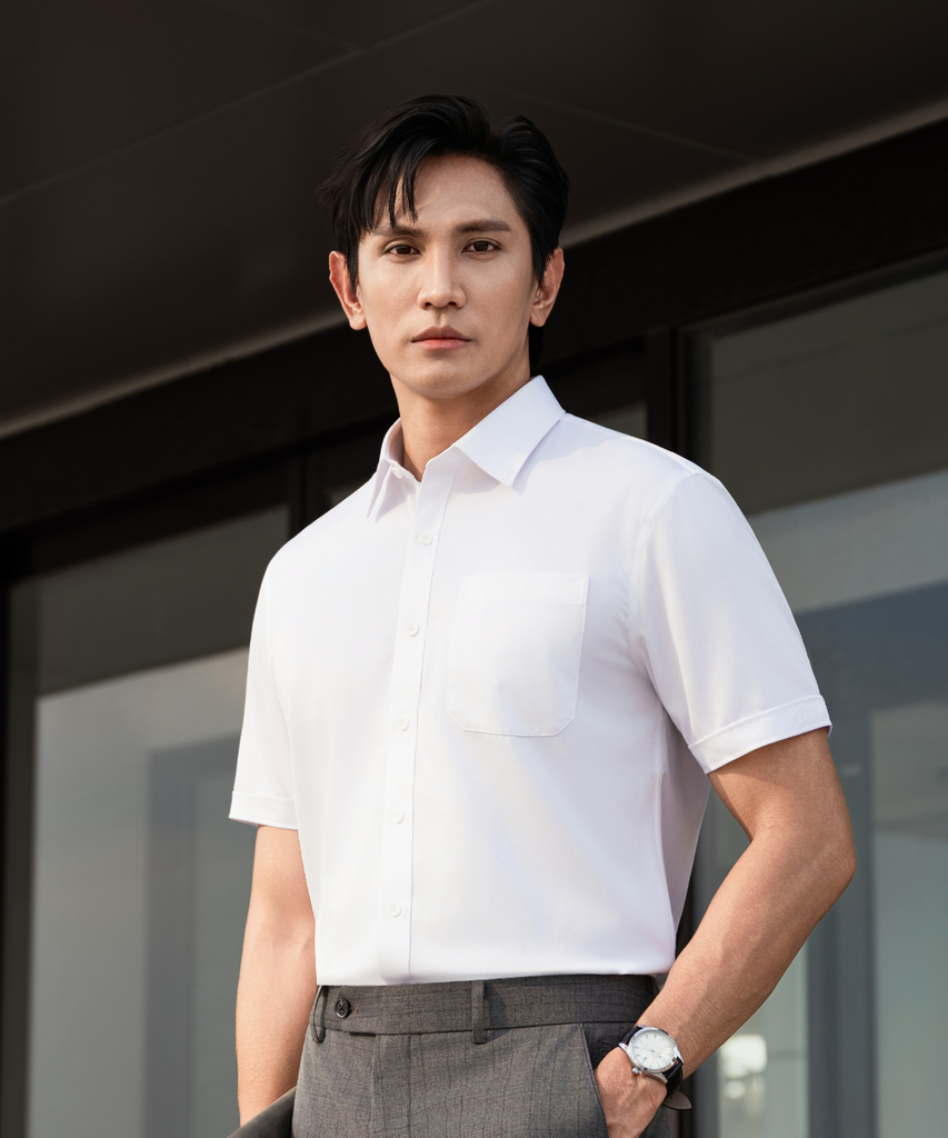  Áo Sơ Mi Cộc Tay Trắng, Cao Cấp, Chống Nhăn 8SMCB401TRK 