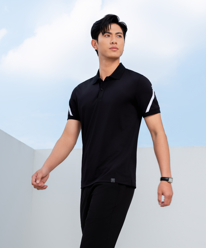  Áo Polo Đen Recycle Bền Màu, Thân Thiện Với Da 8APCT471DEN 