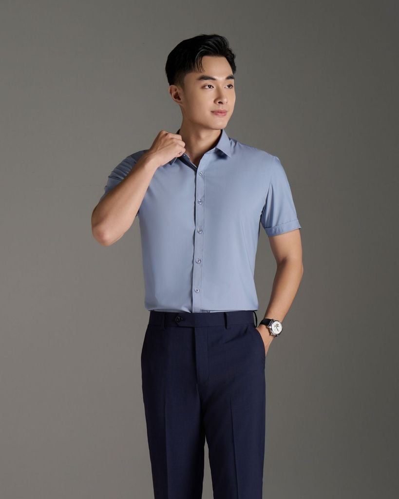  Áo Sơ Mi Cộc Tay Cao Cấp, Chống Nhăn, Kháng Khuẩn 9SMCB548 