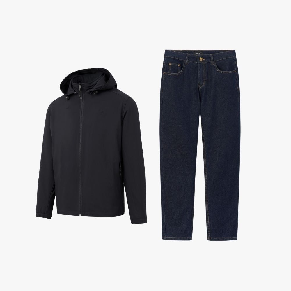  Combo Áo Khoác Gió Biluxury + Quần Jeans 9AG2T001 + 9QBDB024TTT 