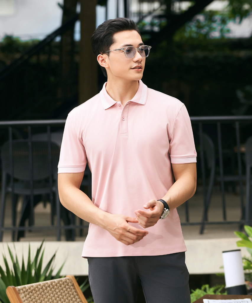  Áo Polo Hồng Cơ Bản Phối Viền Cổ Vải Recycle Thân Thiện Với Da 8APCT467HOG 
