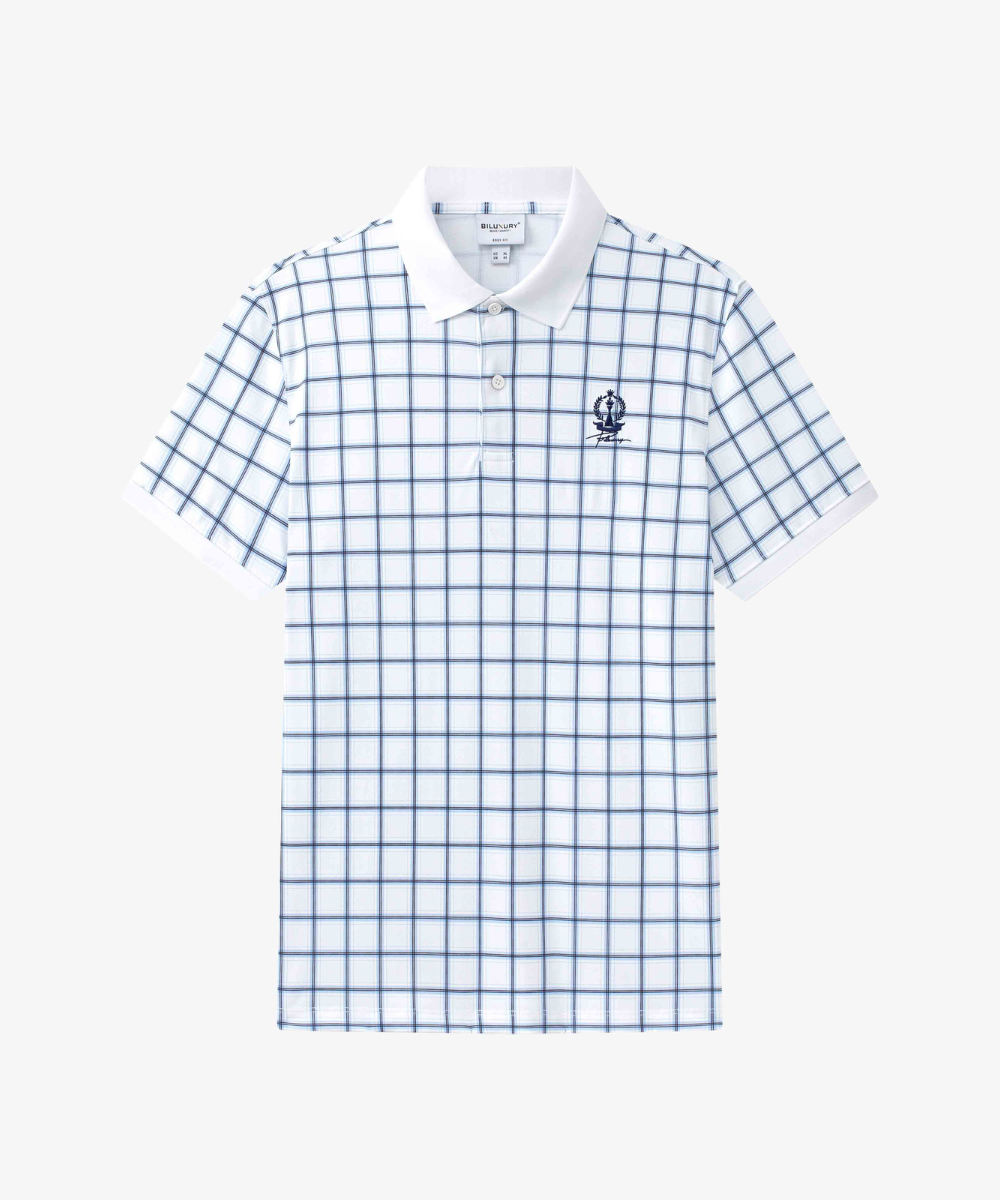  Áo Polo Trắng Hoạ Tiết Kẻ Caro, Kháng Khuẩn, Chống Nhăn, Bền Màu 9APCH524TRK 