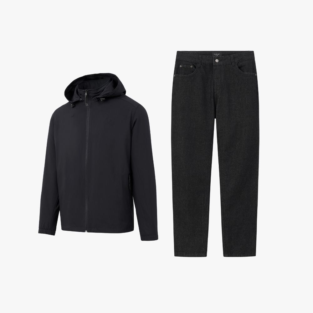  Combo Áo Khoác Gió Biluxury + Quần Jeans 9AG2T001 + 9QBDB024DEN 