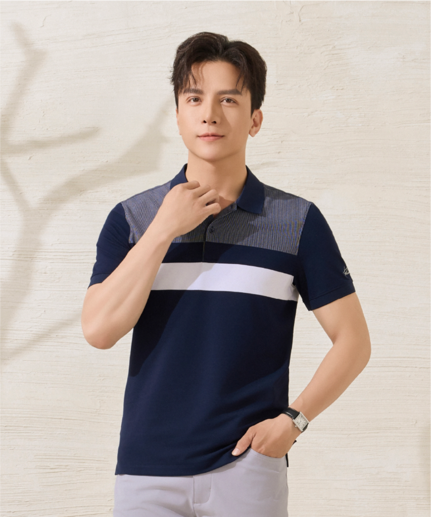  Áo Polo Tím Phối Kẻ Ngang, Cao Cấp, Chống Nhăn, Bền Màu 9APCS516TTT 