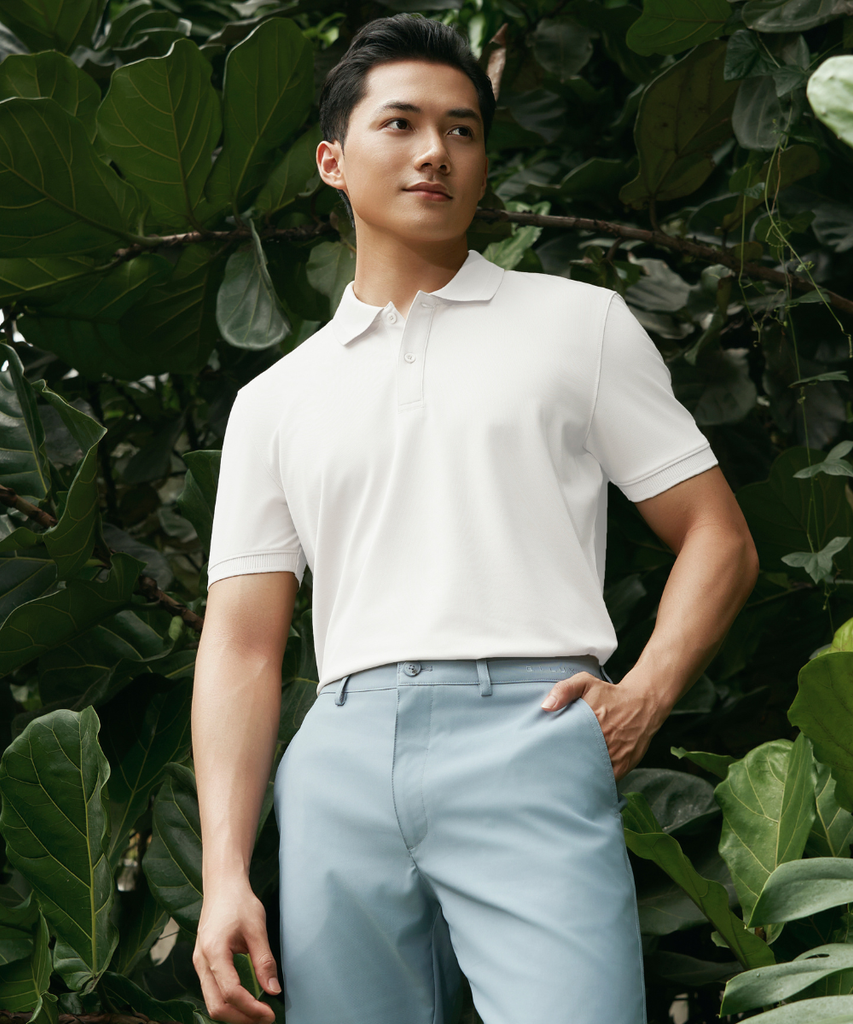  Áo Polo Trắng Cơ Bản Vải Recycle Thân Thiện Với Da 8APCB460TRK 