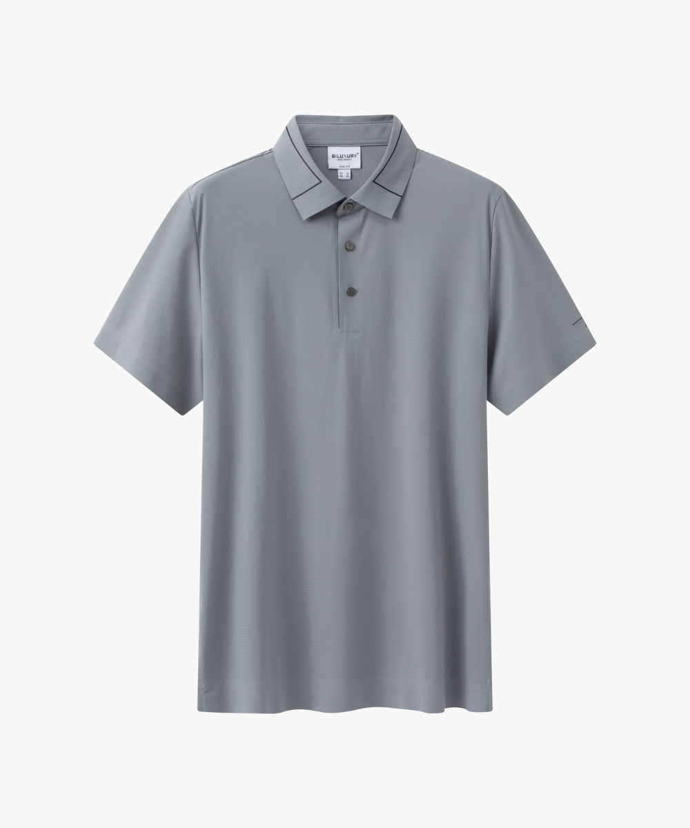  Áo Polo Ghi Sáng Cơ Bản Công Nghệ Ép Dán Không Đường May 8APCB406GHS 
