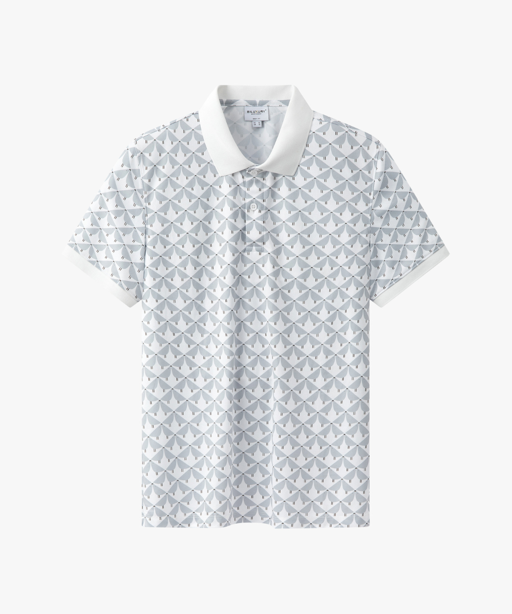  Áo Polo Trắng Hoạ Tiết, Kháng Khuẩn, Chống Nhăn, Bền Màu 9APCH547TRK 