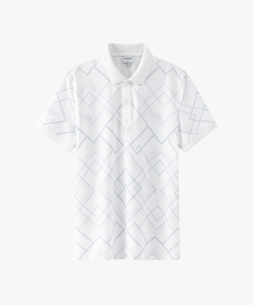  Áo Polo Trắng Hoạ Tiết Hình Học Vải Recycle Thân Thiện Với Da 8APCH439TRK 
