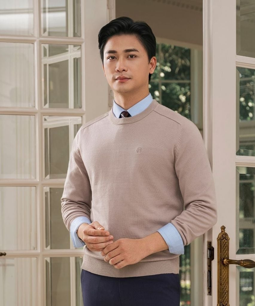  Áo Len Lông Thỏ Be Cổ Tròn, Thiết Kế Basic Giữ Ấm Tốt 9ALRT500BEI 