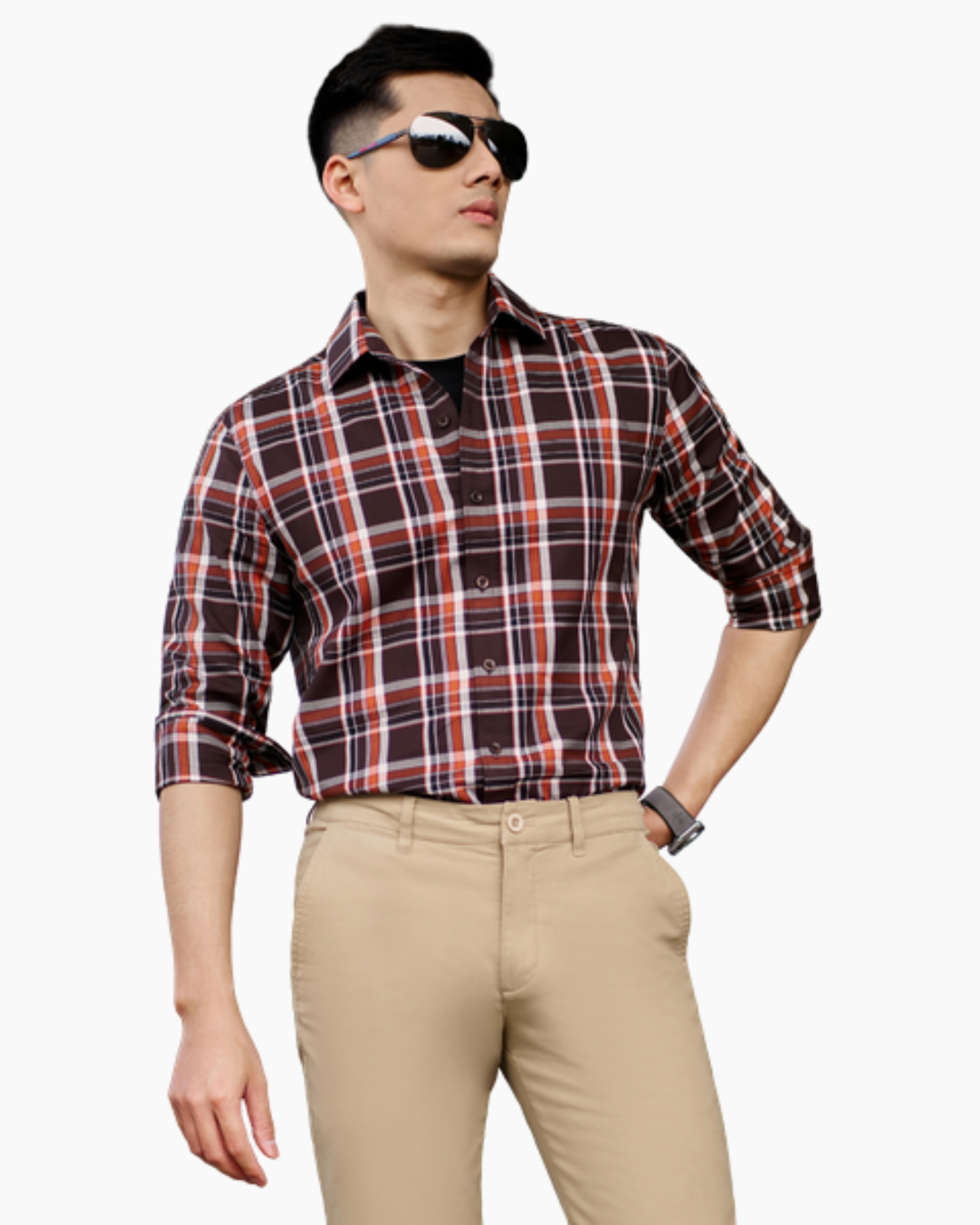  Áo Sơ Mi Cam Dài Tay Vải Cotton Thấm Hút Mồ Hôi Tốt 6SMDC008CAM 