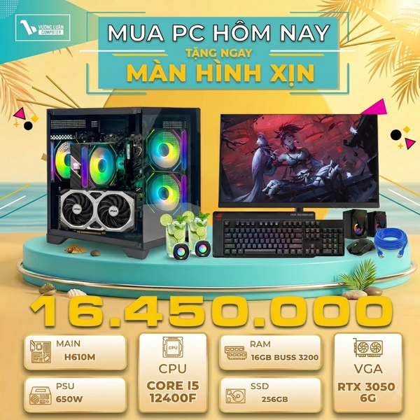 PC VLC_TM064 (I5 12400F  | 16GB | RTX 3050 6GB | 256GB | H610M-HDV)