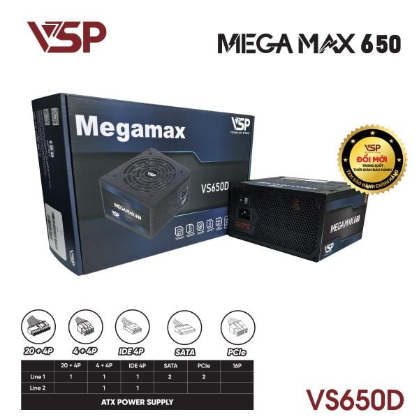 Nguồn máy tính VSP MEGAMAX VS650D - 650W
