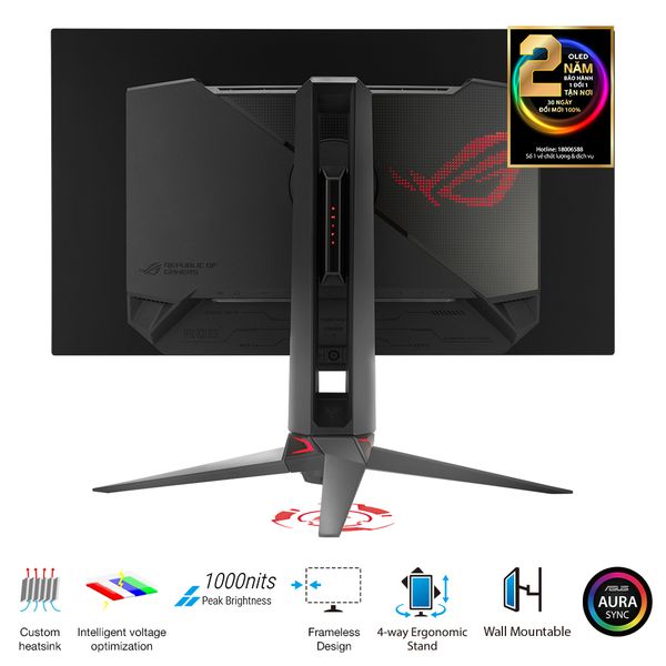 Màn Hình Gaming ASUS ROG Swift OLED PG27AQDM (26.5 inch - 2K - OLED - 240Hz - 0.03ms - FreeSync - GSync - HDR10)