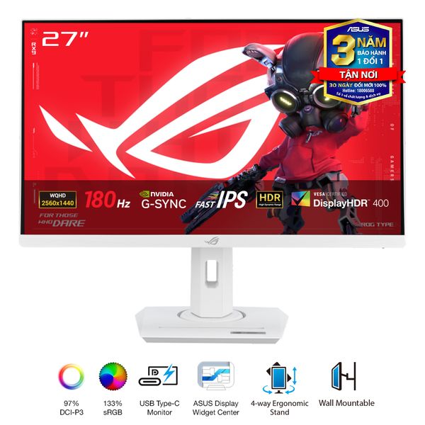 Màn hình Gaming ASUS ROG Strix XG27ACS-W (27 inch - QHD - Fast IPS - 180Hz - G-SYNC - DisplayHDR 400)