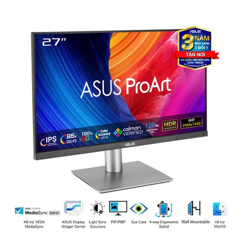 Màn Hình Đồ Họa ASUS ProArt PA278QGV (27 inch - IPS - 2K - 120Hz - 5ms - Speaker)