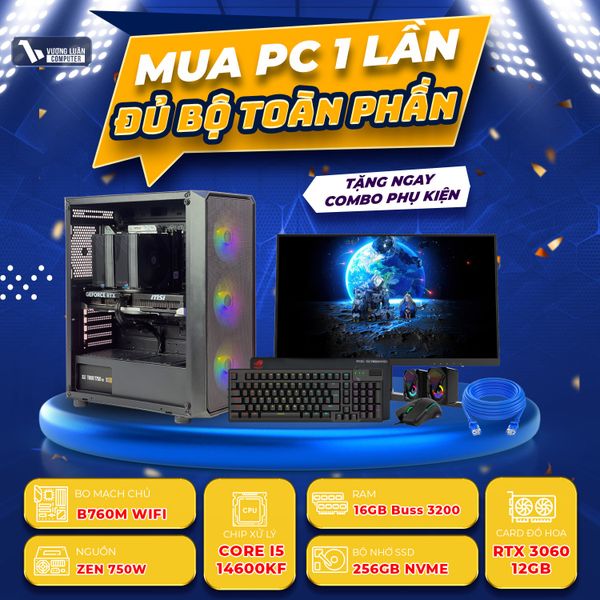 PC VLC_67 (I5 14600KF  | 16GB | RTX 3060 12GB | 256GB | B760M-GAMING PLUS)