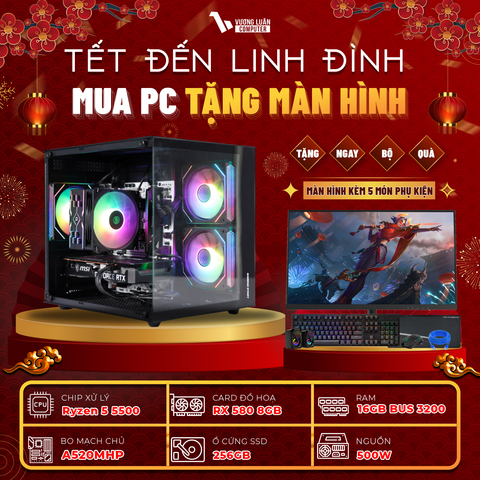 PC VLC_TM024 (RYZEN 5 5500 | 16GB | RX580 8GB | 256GB | A520MHP)