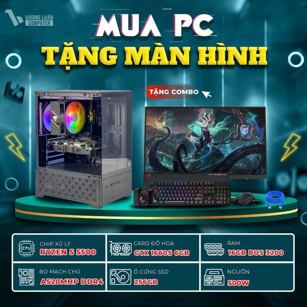 PC VLC_TM024 (RYZEN 5 5500 | 16GB | GTX 1660S 6GB | 256GB | A520MHP)