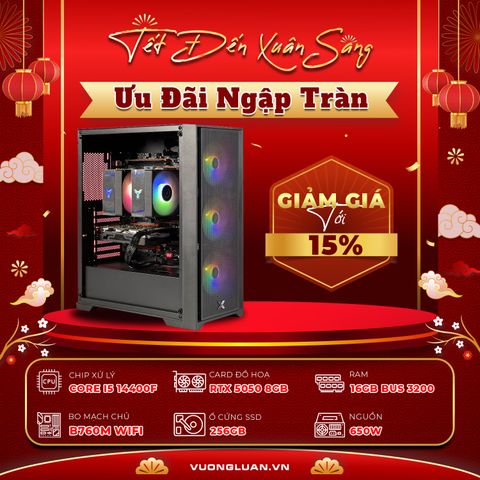 PC VLC GM021  (I5 14400F | 16GB | RTX 5050 8GB | 256GB | B760M Wifi+BLT)