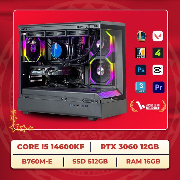 PC VLC SALE_0209 (I5 14600KF | RAM 16GB | RTX 3060 12GB | SSD 512GB | MAIN B760M-E)