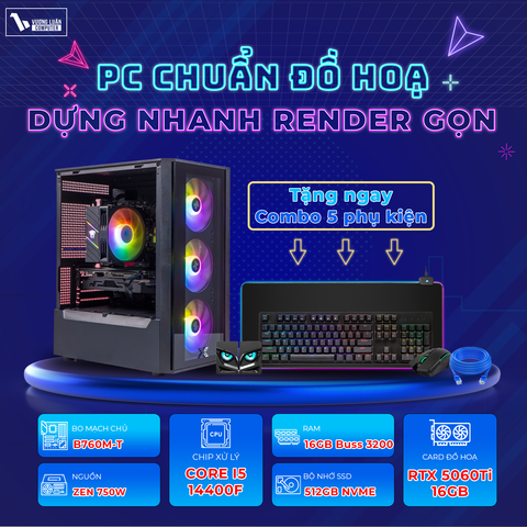 PC VLC GM023  (I5 14400F | 16GB | RTX 5060Ti 16GB | 512GB | B760M-T)