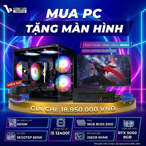 PC VLC_68 (I5 12400F | 16GB | RTX 5050 8GB | 256GB | H610M)
