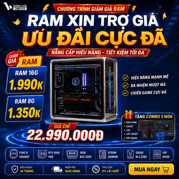 PC VLC_DH25 (I5 14600KF | 16GB | RTX 5060 8GB | 256GB | )