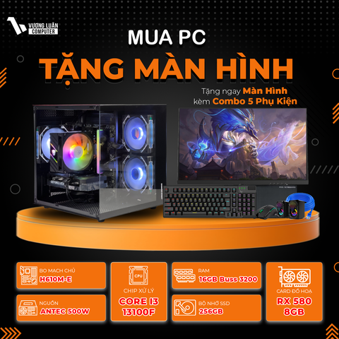 PC VLC_TM033 (I3 13100F | 16GB | RX580 8GB | 256GB | H610M-E)