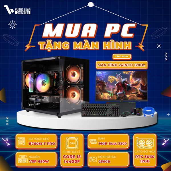 PC VLC_TM54 (I5 14400F | 16GB | RTX 3060 12GB | 256GB | B760M-T PRO)