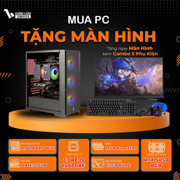 PC VLC_TM040 (I5 14600KF | 16GB | RTX 5050 8GB | 512GB | B760M PRO | WIFI+BLT)