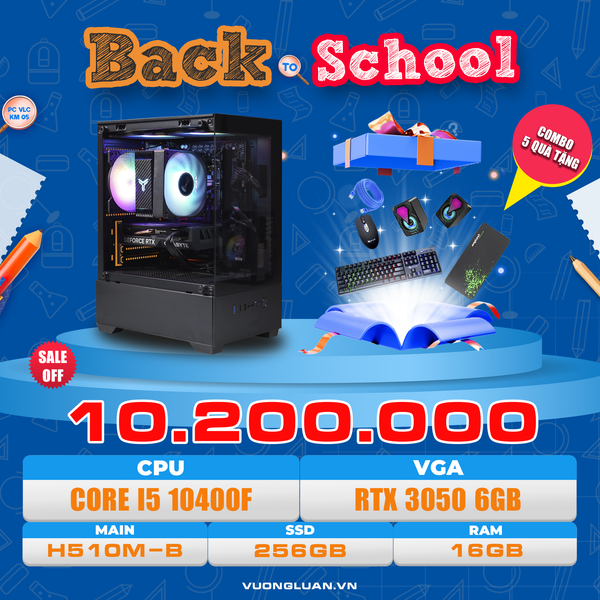 PC VLC KM05 (I5 10400F | RAM 16GB | RTX 3050 6GB | SSD 256GB | MAIN H610M)