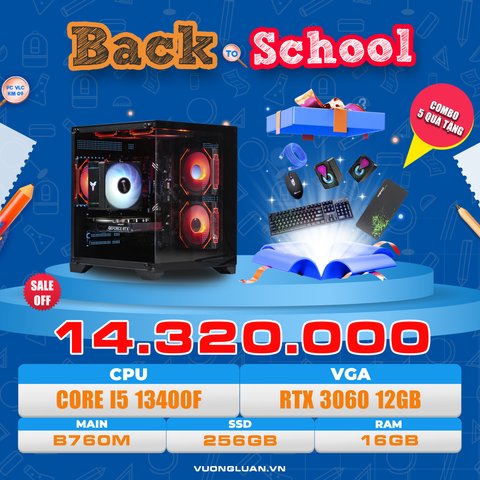 PC VLC KM09 (I5 13400F | RAM 16GB | RTX 3060 12GB | SSD 256GB | MAIN B760M)